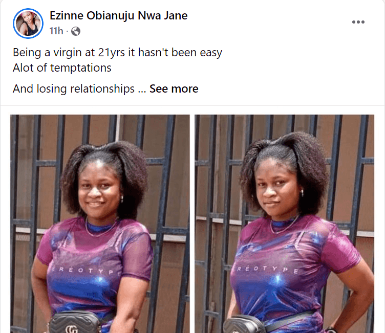 A girl celebrates being a virgin at the age of 21
