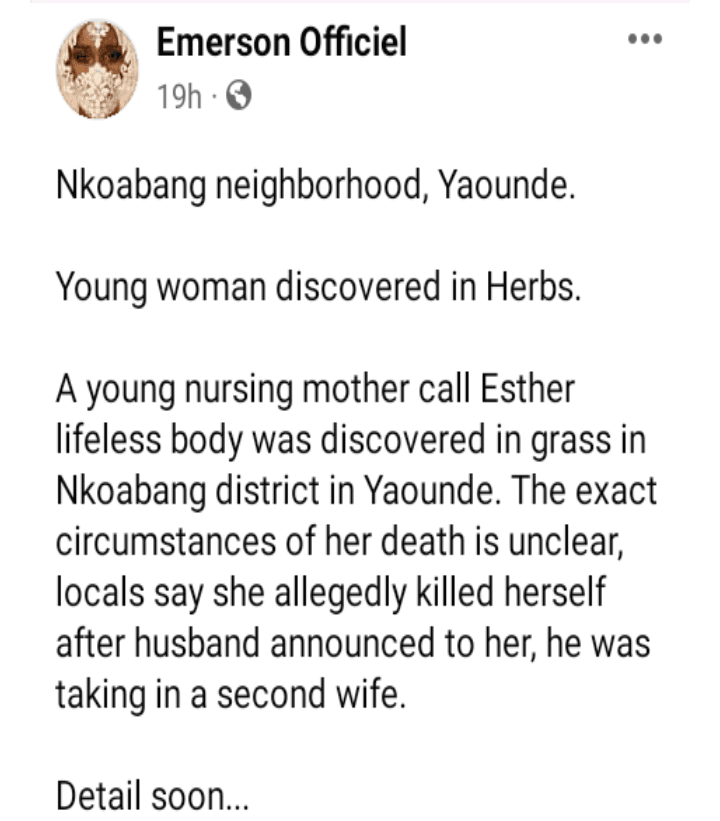Woman commits suicide over husband's plan to take another wife (photos)