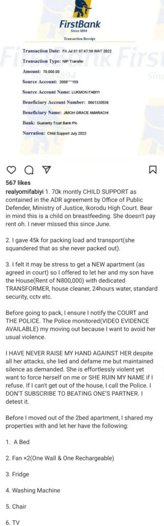 Nollywood actor Yobi Fabiyi, Amarachi in war of words over child responsibilities