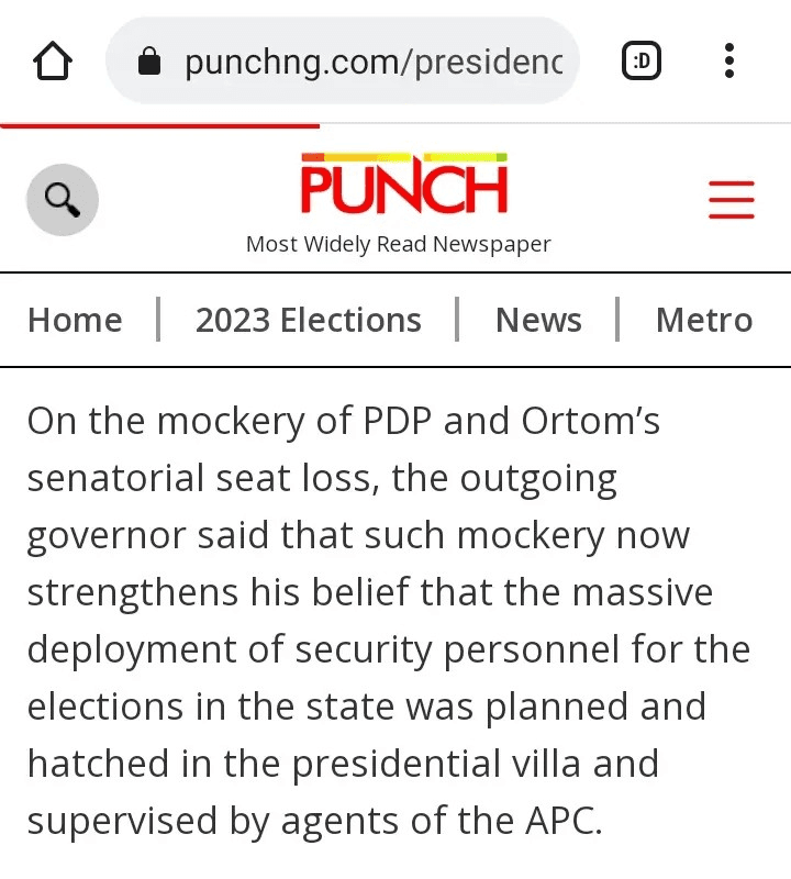 Samuel Ortom Hits Back At FG: The 2023 Elections Had been Rigged Utilizing Safety Operatives, money