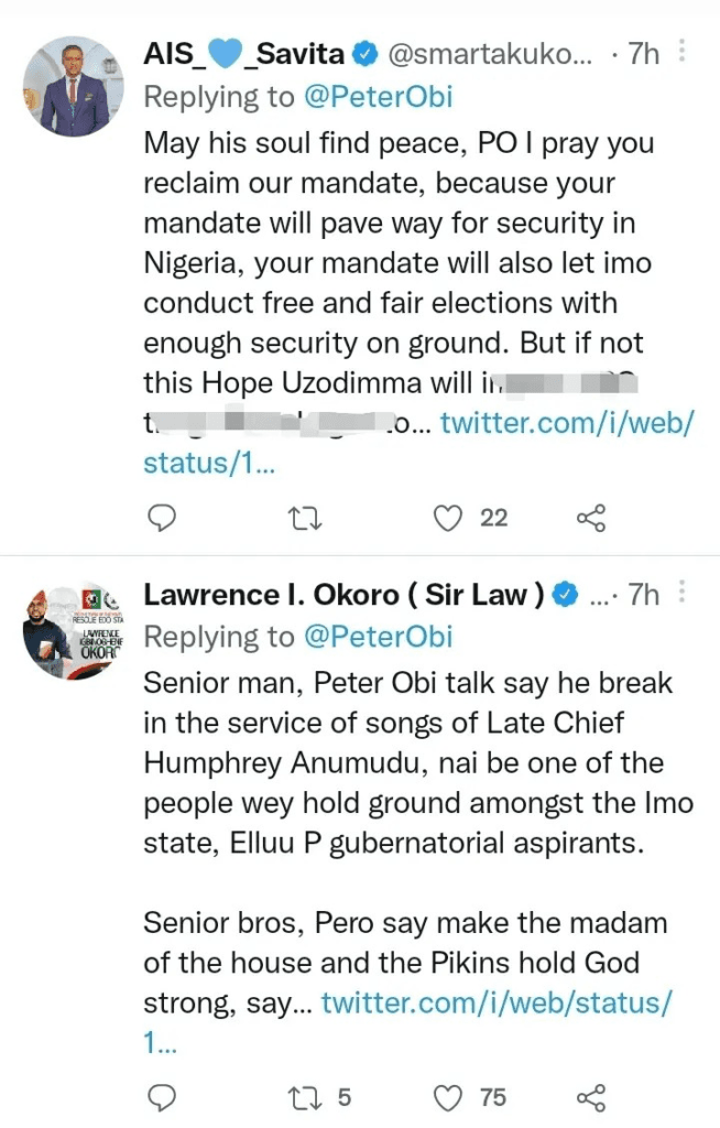 Reactions As Obi Attend The Service Of Song Of Late Anumudu Alongside With LP Member & Obidients