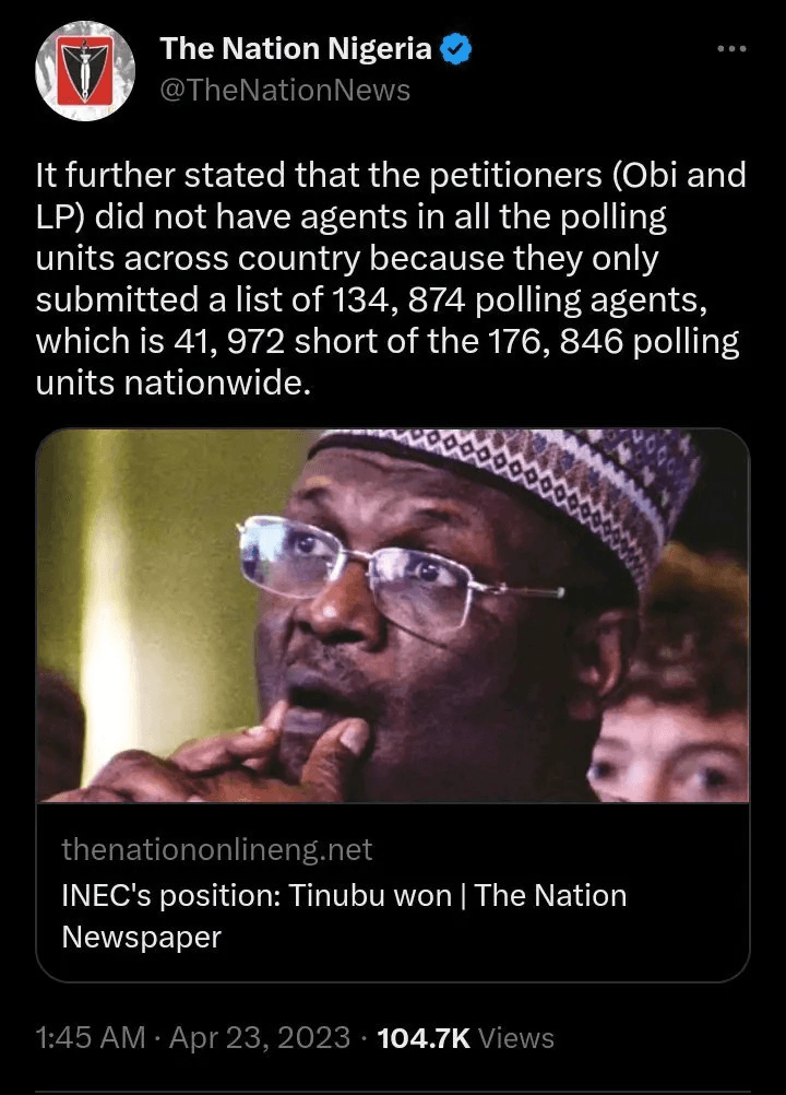 Today headlines: INEC's Position: Tinubu won - INEC, Seven burnt to death on Lagos-Ibadan way fatal accident