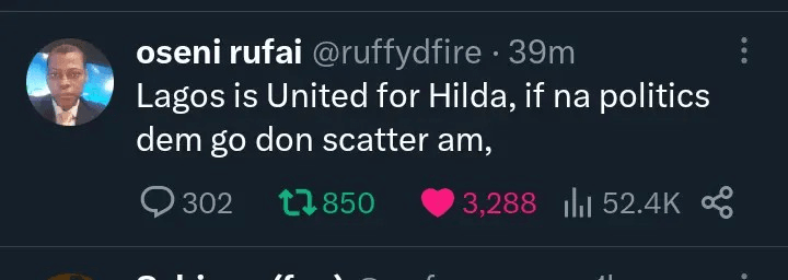 Rufai - Lagos is United for Hilda But If Its Politics, They Would Have Been Scattered