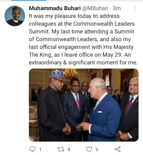 Buhari Addresses Citizens For The Last Time As Nigeria's President