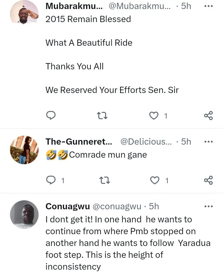 Reactions Trail As Sen. Shehu Sani Tweet About Tinubu's Promise to Follow the Footsteps of Umaru Yar’adua