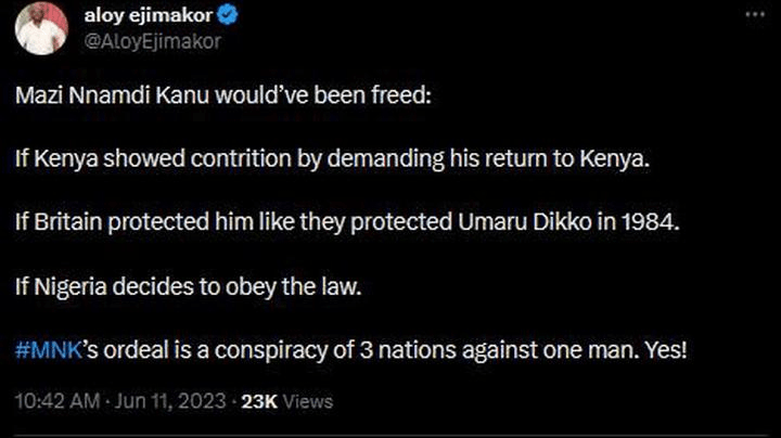 IPOB Leader Kanu's Lawyer Reveals Three Countries Involved in His Detention