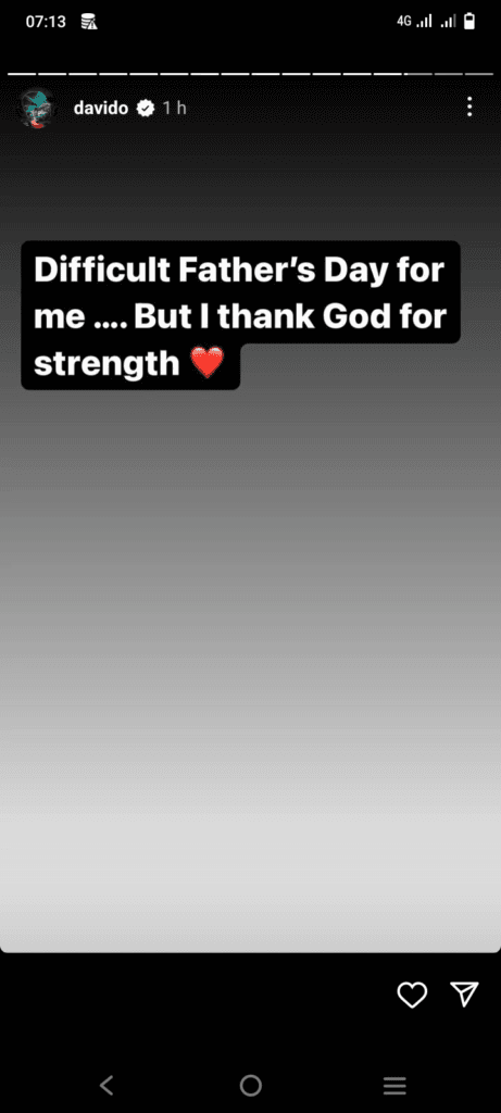 Davido Opens Up About Difficult Father's Day, Says 'Water Full My Eyes'