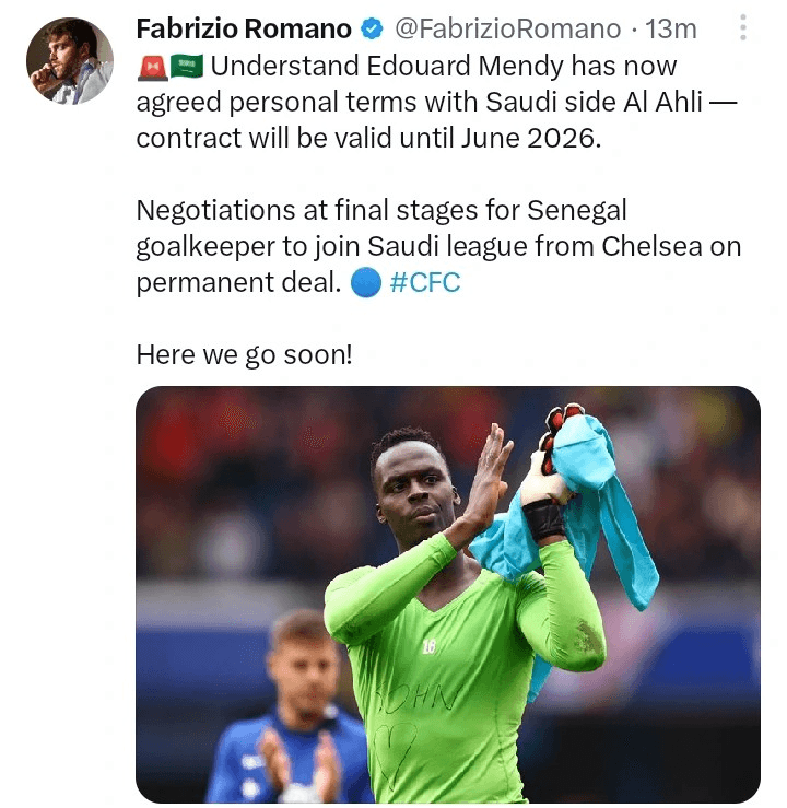 Chelsea Goalkeeper Edouard Mendy Close to Joining Al-Ahli in Saudi Arabia
