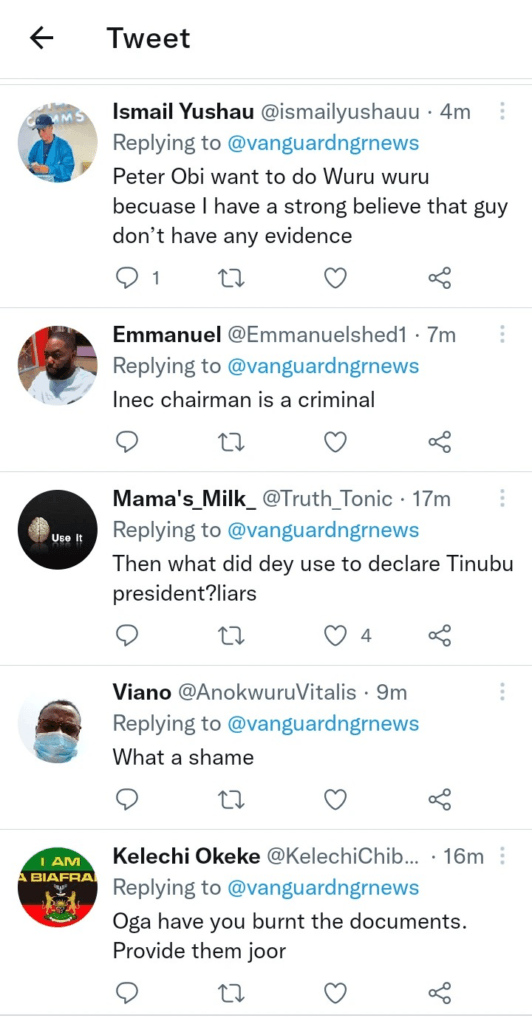 Stirs Reactions as INEC's Claim That Peter Obi Is Asking for Non-Existent Documents in Petition Against Tinubu