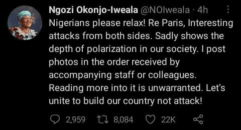 Okonjo-Iweala Responds to Criticism for Not Posting Photos with Tinubu