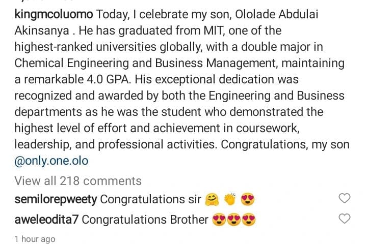 "My Son Just Graduated From 1 Of The Highest-Ranked Universities In The World" – MC Oluomo Brags