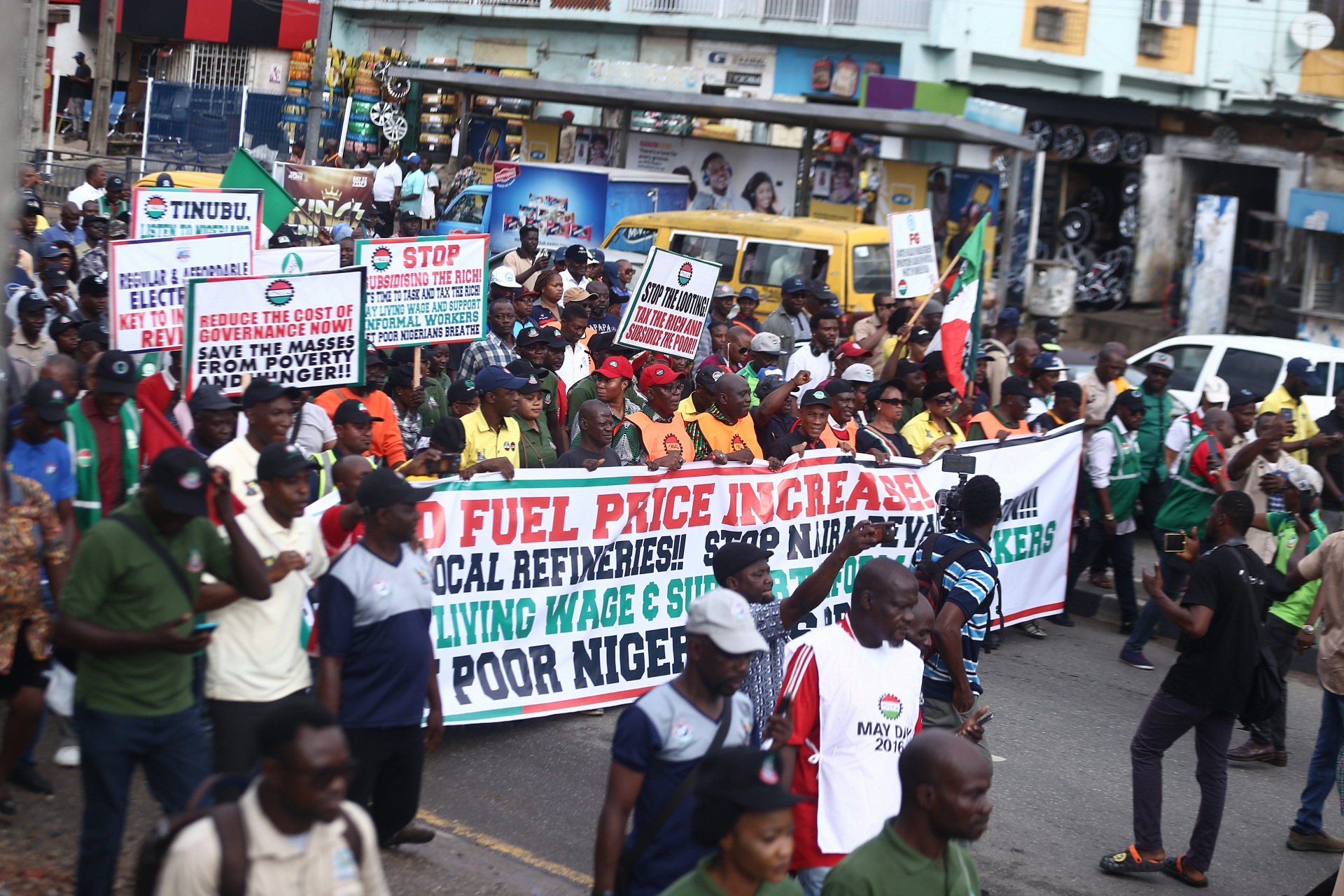 1690990168 237 Photos as NLC protests removal of fuel subsidies in Lagos