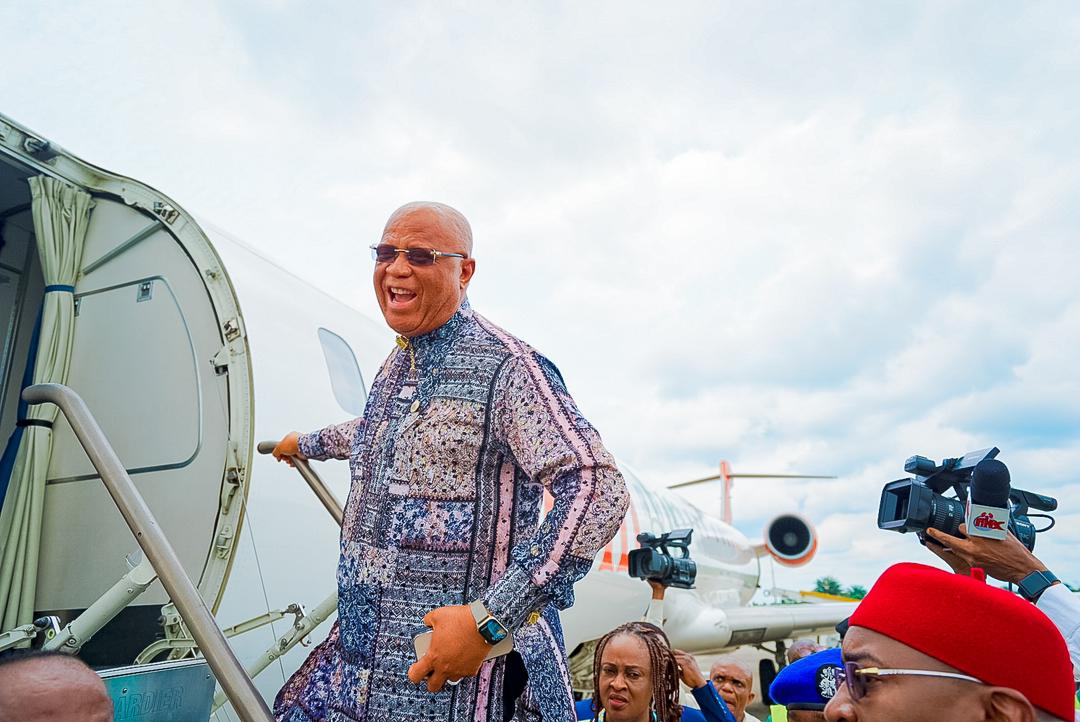 1692210844 206 PHOTOS Akwa Ibom Gov Opts for non VIP treatment at Airport