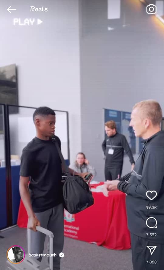 Basketmouth Enrolls Son In Liverpool Academy
