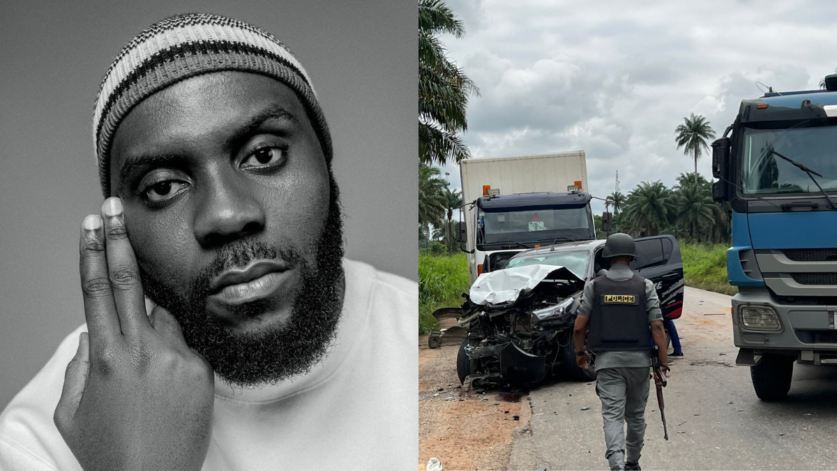 Odumodublvck shares pictures as he survives a ghastly motor accident