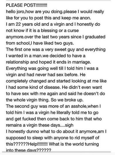 My Boyfriend Said I Should Go And Meet Someone To DisVirgin Me – 22yr old girl criesout (Photos)