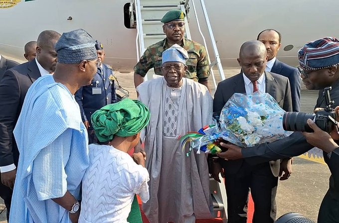 &Quot;Tinubu Arrives In Lagos For Unveiling Of Red Line Rail Project&Quot;