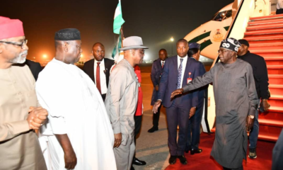 Tinubu Arrives In Abuja After Private Visit To France