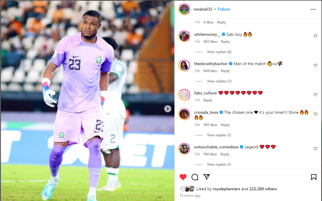 AFCON 2023: Nigerian Celebrities React to Nwabali's Performance Against South Africa 49 image 273