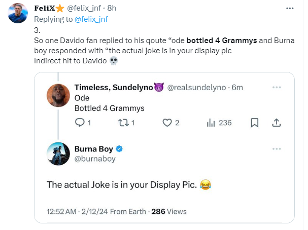 Burna Boy Throws Epic Shade at Davido's Fan Amid Grammy Critique 47 image 550
