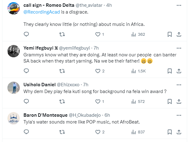 Grammy Mishap: 'Water' by Fela Kuti Played in Error Instead of Tyla's Winning Track, Sparks Fan Reactions. 47 image 58