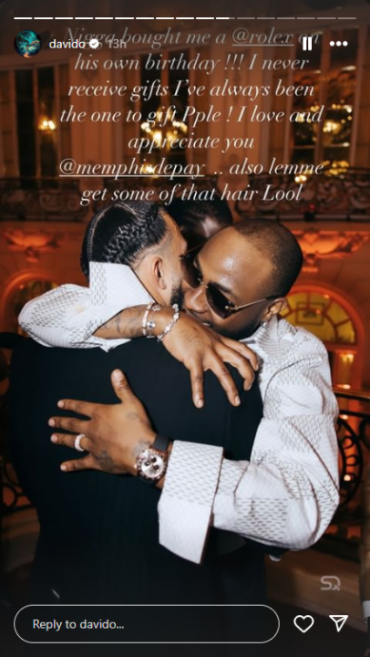 Davido Reacts to Memphis Depay's Gift of an Expensive Rolex Wristwatch 47 image 588