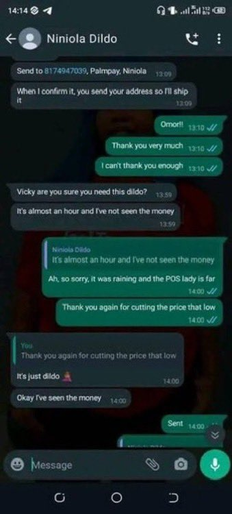 Leaked conversation between Dildo vendor and a customer