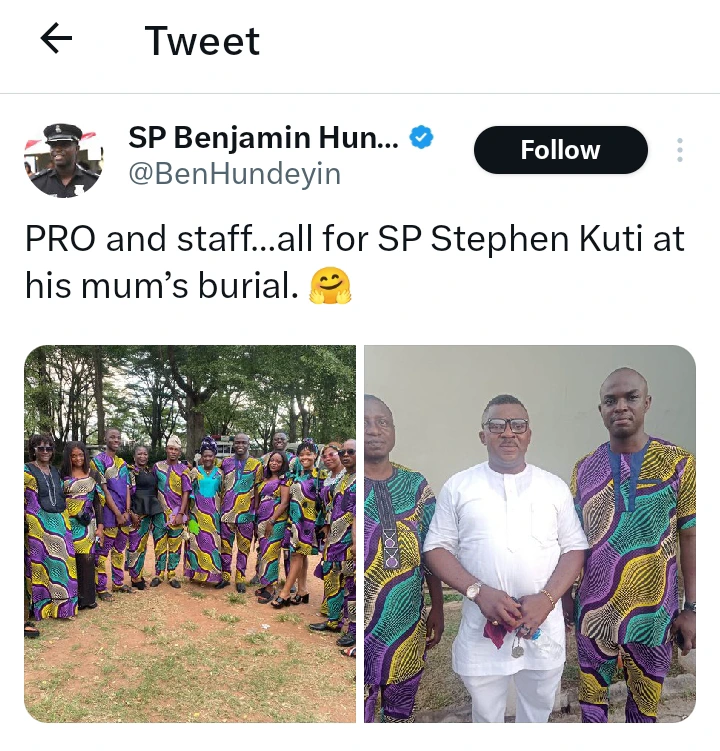 Lagos Police PRO Faces Reactions After Sharing Photo with Team at Colleague's Mother's Burial