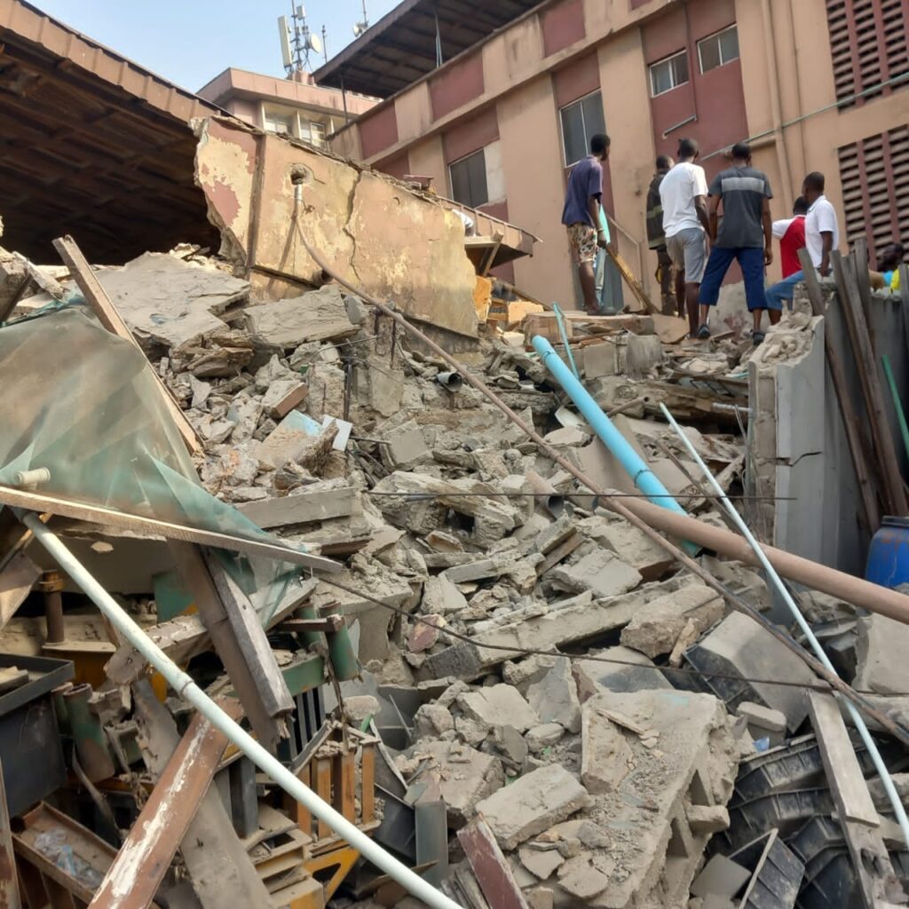 BREAKING: Two-Story Building Collapses in Lagos, Causing Panic.
