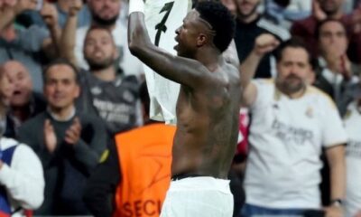 Vinicius Jr Honors Cristiano Ronaldo By Recreating Iconic Shirt Celebration After Scoring Ucl Hat-Trick