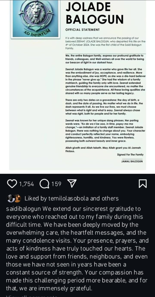 Saidi Balogun Honors His Late Daughter "She's A Warrior"