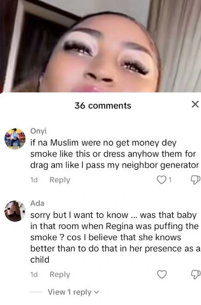 Regina Daniels Faces Backlash After Video Shows Her Smoking Near a Child