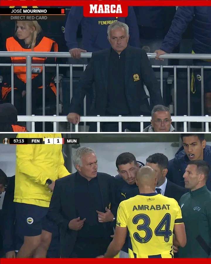 UEL: Jose Mourinho Discloses Referee’s Remarks After Red Card Incident During Fenerbahçe's 1-1 Draw