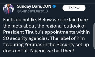 Reactions Emerge As Tinubu'S Aide Shares Statistics Indicating No Favoritism Towards Yorubas In Security Appointments
