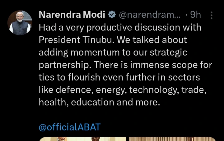 JUST IN: India Prime Minister Narendra Modi Discloses Key Points of Discussion with President Tinubu During Visit