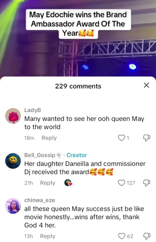 May Edochie Triumphs Over Brain Jotter, Tacha, and Others to Win Prestigious Award; Daughter Danielle Accepts on Her Behalf (VIDEO)