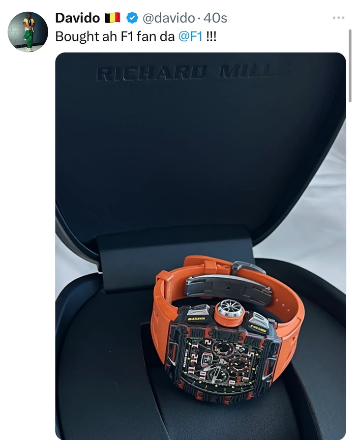 Davido Flaunts His Latest Richard Mille Luxury Watch