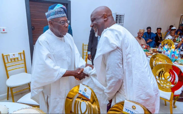 Mixed Reactions As New Photos Of Dino Melaye And Olusegun Obasanjo At An Event Emerge Online