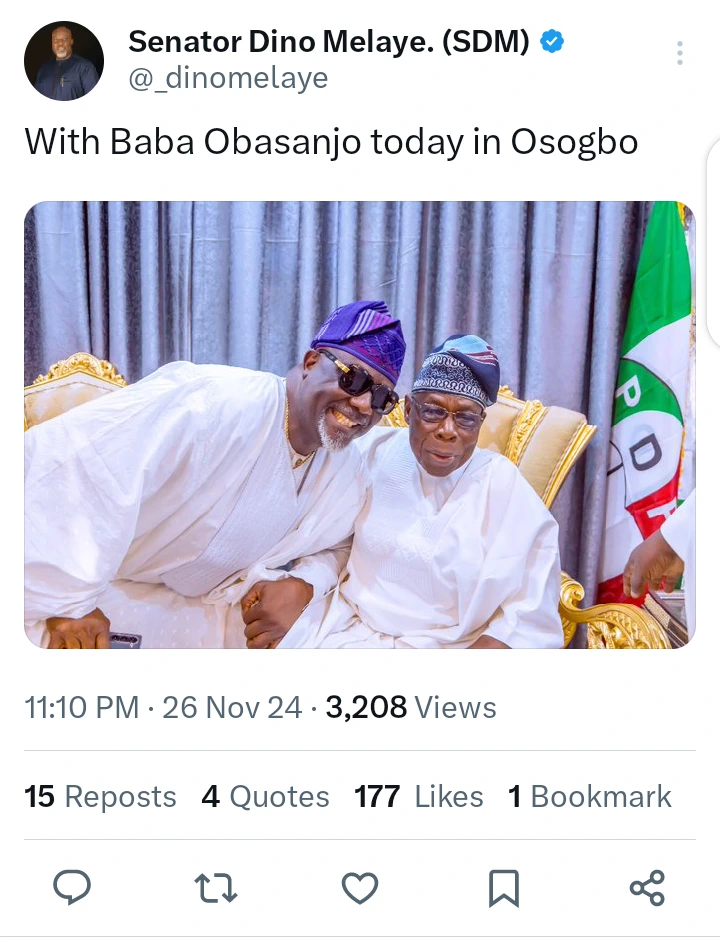 Mixed Reactions as New Photos of Dino Melaye and Olusegun Obasanjo at an Event Emerge Online