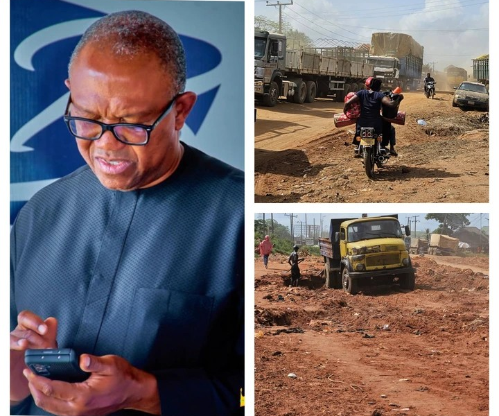 Peter Obi Sparks Reactions By Sharing Photos Of Poor Road Conditions In Edo State
