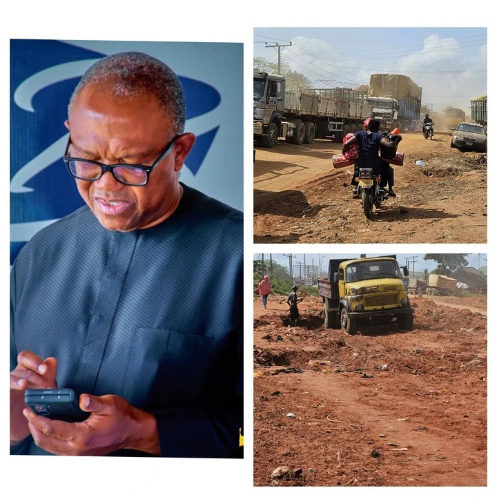 Peter Obi Sparks Reactions by Sharing Photos of Poor Road Conditions in Edo State