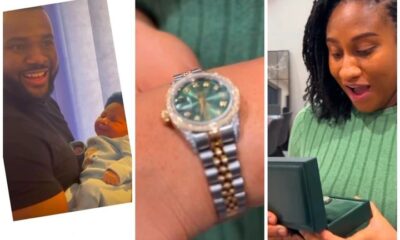 Actor Williams Uchemba Surprises Wife With Rolex Watch As Push Present After Welcoming Second Child, Ethan (Photos).