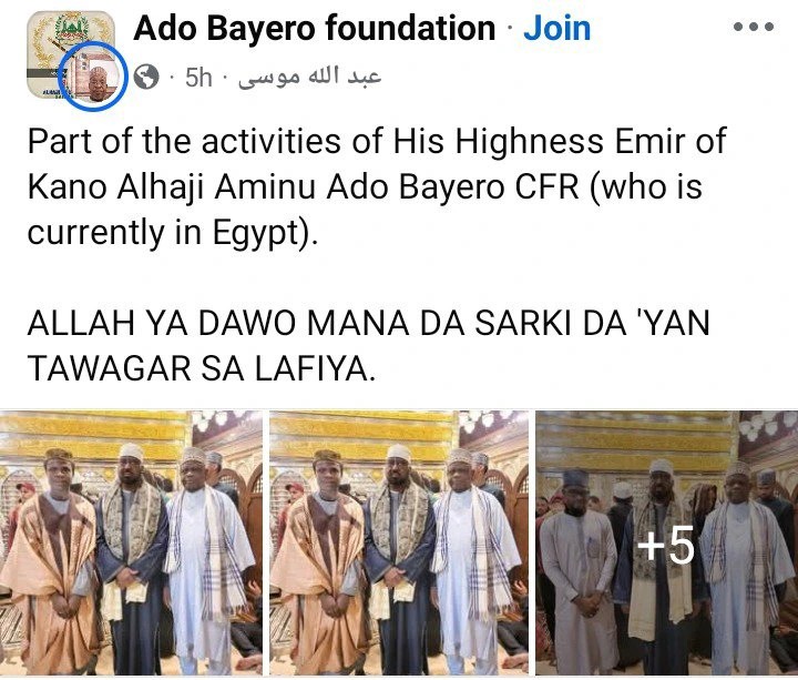 JUST IN: Emir Aminu Ado Bayero and His Entourage Seen in Egypt (Photos)