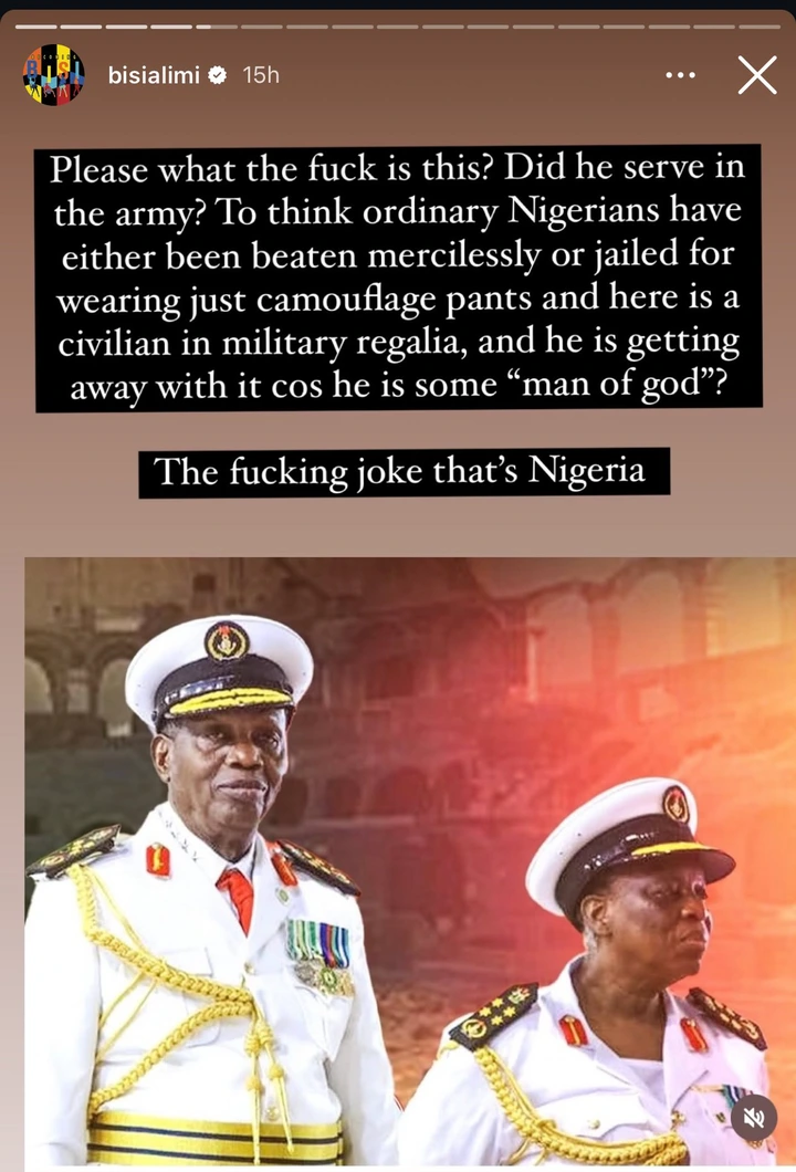 Bisi Alimi Criticizes Photo of Pastor Adeboye in ‘Military Attire’