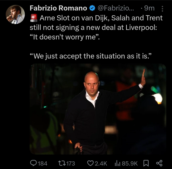 Arne Slot Unconcerned About Van Dijk, Salah, and Trent's Uncertain Liverpool Contract Situations