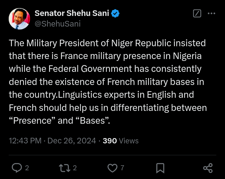 Niger’s Military Leader Claims French Troops Are Stationed in Nigeria — Shehu Sani