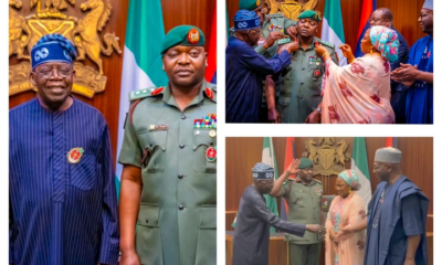 President Tinubu’s Aide-De-Camp Sparks Reactions By Saluting His Wife After Receiving New Rank