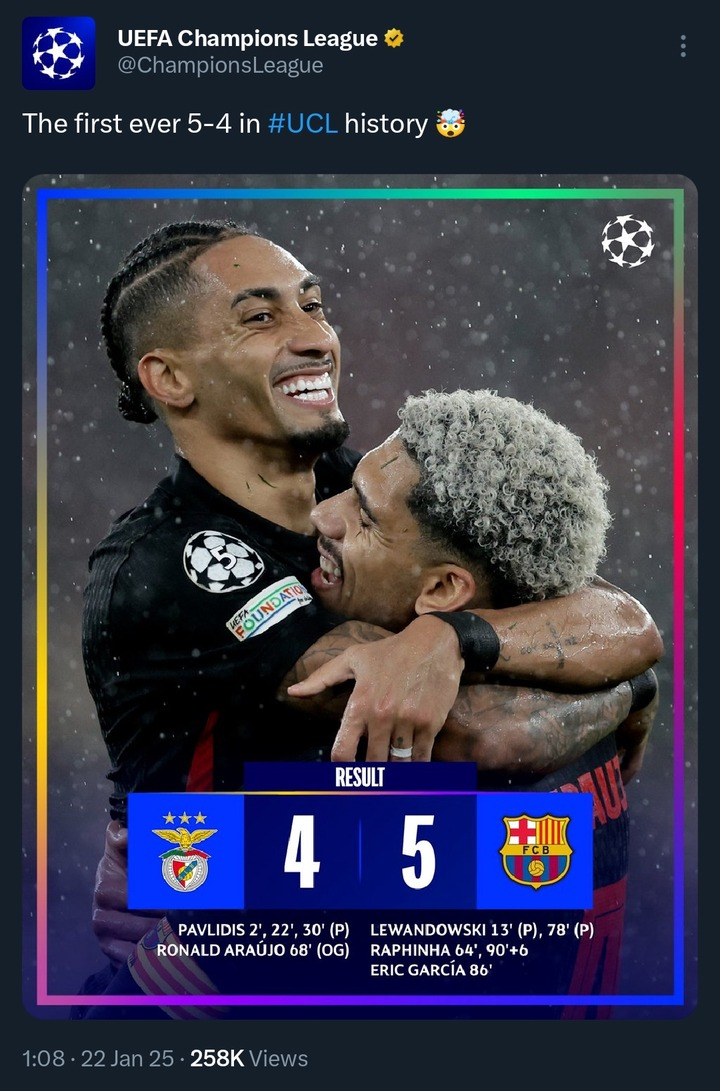 UCL Drama: First-Ever 5-4 Thriller and Two Record-Breaking Feats