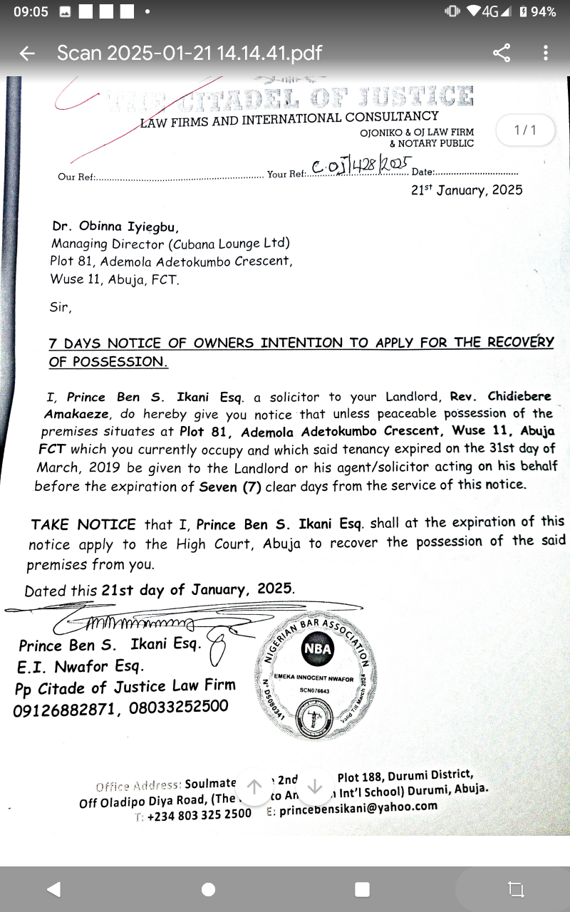 Obi Cubana Issued 7-Day Quit Notice Over Alleged Unpaid Rent for Abuja Lounge