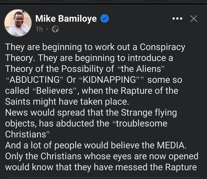 Mike Bamiloye Predicts News of Strange Flying Objects Abducting Troublemaker Christians